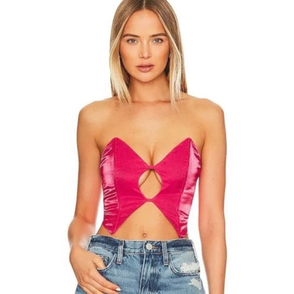 Revolve Superdown hot pink crop top clara cut out top